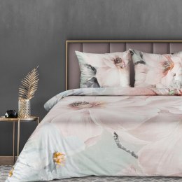 Pościel satynowa 220x200 Premium 18 pudrowa różowa kwiaty Eurofirany
