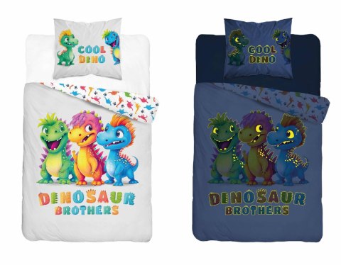 Pościel świecąca w ciemności 160x200 4761 A Dinozaur szara Fluo 50 Pościel świecąca w ciemności 160x200 4761 A Dinozaur szara Fluo 50