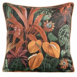 Poszewka dekoracyjna 45x45 Velvet 104 czarna pomarańczoea ze wzorem kwiatowym welurowa Eurofirany
