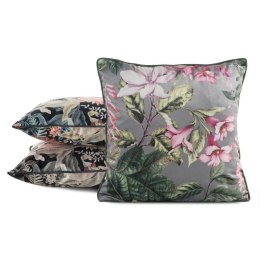 Poszewka dekoracyjna 45x45 Velvet 108 stalowa różowa ze wzorem kwiatowym welurowa Eurofirany