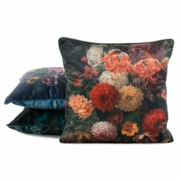 Poszewka dekoracyjna 45x45 Velvet 110 zielona pomarańczowa ze wzorem kwiatowym welurowa Eurofirany