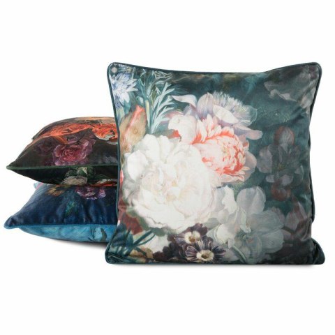 Poszewka dekoracyjna 45x45 Velvet 111 zielona kremowa ze wzorem kwiatowym welurowa Eurofirany Poszewka dekoracyjna 45x45 Velvet 111 zielona kremowa ze wzorem kwiatowym welurowa Eurofirany
