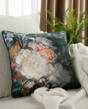 Poszewka dekoracyjna 45x45 Velvet 111 zielona kremowa ze wzorem kwiatowym welurowa Eurofirany Poszewka dekoracyjna 45x45 Velvet 111 zielona kremowa ze wzorem kwiatowym welurowa Eurofirany