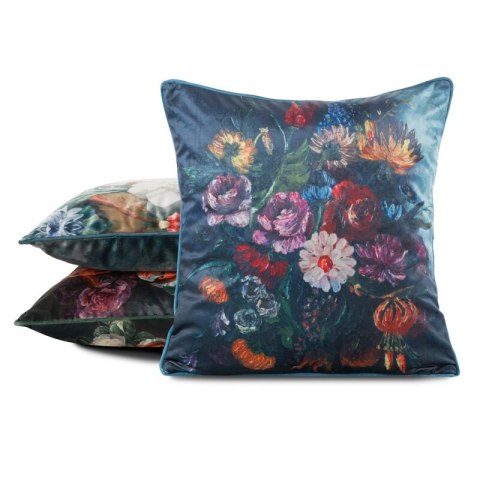 Poszewka dekoracyjna 45x45 Velvet 112 granatowa ze wzorem kwiatowym welurowa Eurofirany Poszewka dekoracyjna 45x45 Velvet 112 granatowa ze wzorem kwiatowym welurowa Eurofirany