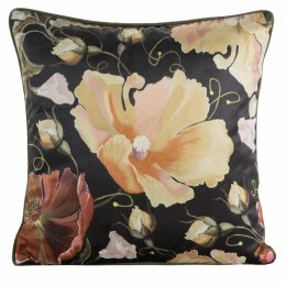 Poszewka dekoracyjna 45x45 Velvet 115 czarna miodowa ze wzorem kwiatowym welurowa Eurofirany