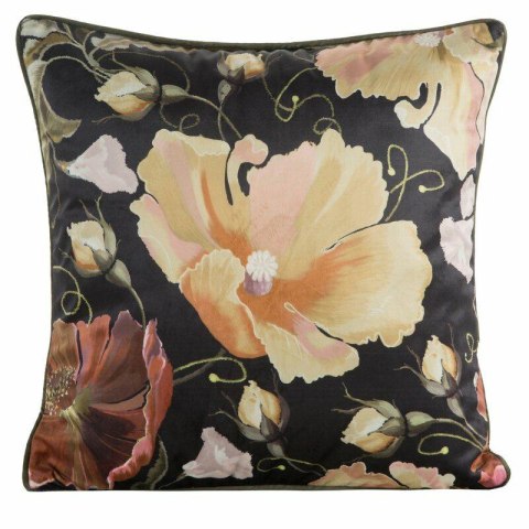 Poszewka dekoracyjna 45x45 Velvet 115 czarna miodowa ze wzorem kwiatowym welurowa Eurofirany Poszewka dekoracyjna 45x45 Velvet 115 czarna miodowa ze wzorem kwiatowym welurowa Eurofirany