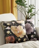 Poszewka dekoracyjna 45x45 Velvet 115 czarna miodowa ze wzorem kwiatowym welurowa Eurofirany Poszewka dekoracyjna 45x45 Velvet 115 czarna miodowa ze wzorem kwiatowym welurowa Eurofirany