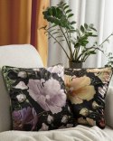 Poszewka dekoracyjna 45x45 Velvet 116 czarna fioletowa ze wzorem kwiatowym welurowa Eurofirany Poszewka dekoracyjna 45x45 Velvet 116 czarna fioletowa ze wzorem kwiatowym welurowa Eurofirany