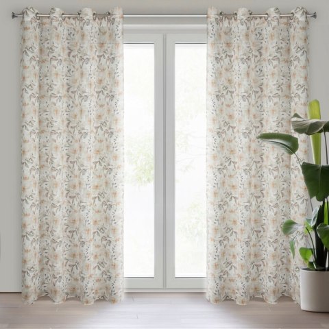 Zasłona 140x250 Amara naturalna beżowa kwiaty gotowa na przelotkach Z10 Eurofirany Zasłona 140x250 Amara naturalna beżowa kwiaty gotowa na przelotkach Z10 Eurofirany