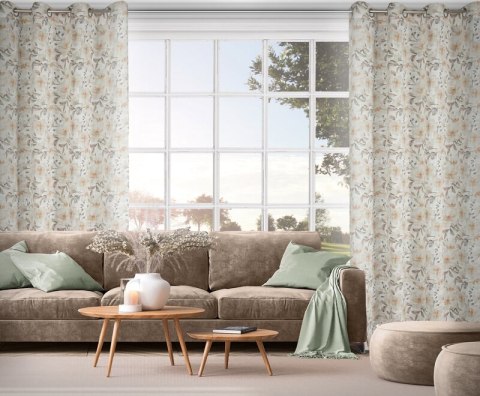 Zasłona 140x250 Amara naturalna beżowa kwiaty gotowa na przelotkach Z10 Eurofirany Zasłona 140x250 Amara naturalna beżowa kwiaty gotowa na przelotkach Z10 Eurofirany