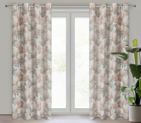Zasłona 140x250 Demi naturalna beżowa kwiaty gotowa na przelotkach Z10 Eurofirany Zasłona 140x250 Demi naturalna beżowa kwiaty gotowa na przelotkach Z10 Eurofirany