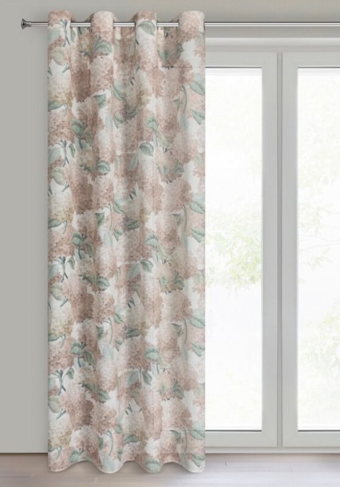 Zasłona 140x250 Demi naturalna beżowa kwiaty gotowa na przelotkach Z10 Eurofirany Zasłona 140x250 Demi naturalna beżowa kwiaty gotowa na przelotkach Z10 Eurofirany