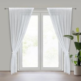 Komplet firan 2 szt Alex 140x270 biała na taśmie + troczek Eurofirany