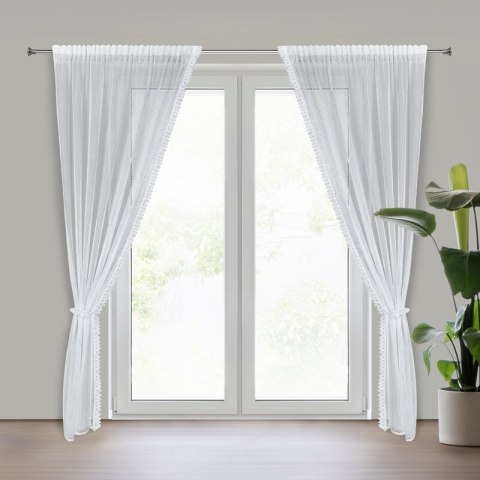 Komplet firan 2 szt Alex 140x270 biała na taśmie + troczek Eurofirany Komplet firan 2 szt Alex 140x270 biała na taśmie + troczek Eurofirany