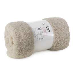 Koc narzuta na fotel typu flano 70x160 beżowy z mikrofibry miękki Lori D91