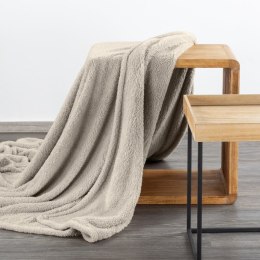 Koc narzuta na fotel typu flano 70x160 beżowy z mikrofibry miękki Lori D91