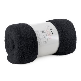 Koc narzuta na fotel typu flano 70x160 czarny z mikrofibry miękki Lori D91