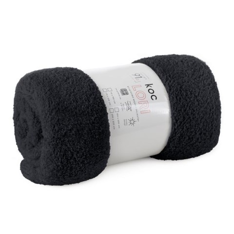 Koc narzuta na fotel typu flano 70x160 czarny z mikrofibry miękki Lori D91 Koc narzuta na fotel typu flano 70x160 czarny z mikrofibry miękki Lori D91