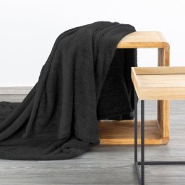 Koc narzuta na fotel typu flano 70x160 czarny z mikrofibry miękki Lori D91