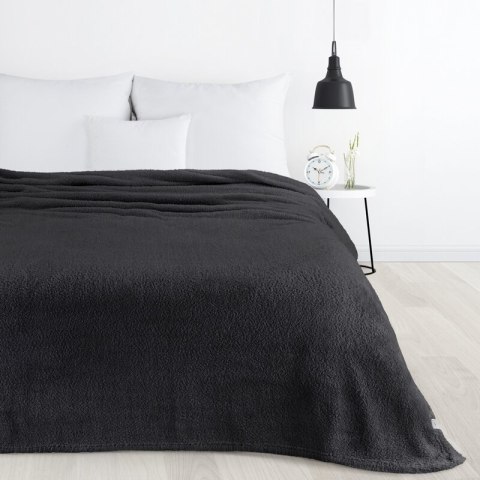 Koc narzuta na fotel typu flano 70x160 czarny z mikrofibry miękki Lori D91 Koc narzuta na fotel typu flano 70x160 czarny z mikrofibry miękki Lori D91