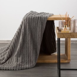 Koc narzuta z mikrofibry 130x170 stalowy miękki Lisa z wytłaczanym wzorem pasów D91