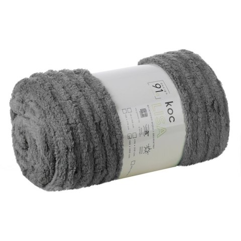 Koc narzuta z mikrofibry 200x220 stalowy miękki Lisa z wytłaczanym wzorem pasów D91 Koc narzuta z mikrofibry 200x220 stalowy miękki Lisa z wytłaczanym wzorem pasów D91