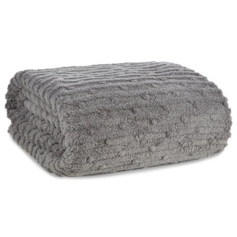 Koc narzuta z mikrofibry 200x220 stalowy miękki Lisa z wytłaczanym wzorem pasów D91 Koc narzuta z mikrofibry 200x220 stalowy miękki Lisa z wytłaczanym wzorem pasów D91