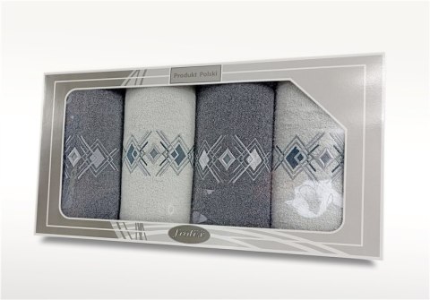 Komplet ręczników w pudełku 4 szt Gift biały grafitowy wzór 4 Frotex Komplet ręczników w pudełku 4 szt Gift biały grafitowy wzór 4 Frotex