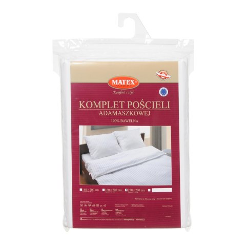 Pościel adamaszkowa 220x200 biała 01 jednobarwna 1cm paski Matex Pościel adamaszkowa 220x200 biała 01 jednobarwna 1cm paski Matex