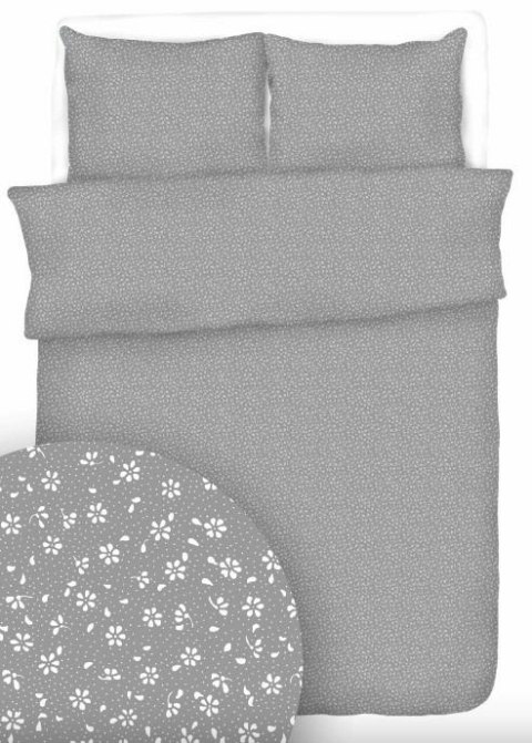 Pościel bawełniana 140x200 szara białe drobne kwiatki 22370/3 bawełna Max Pościel bawełniana 140x200 szara białe drobne kwiatki 22370/3 bawełna Max