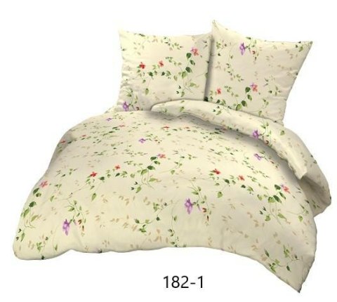 Pościel bawełniana 160x200 powój kremowa kwiatki kolorowe 182/1 bawełna Max Pościel bawełniana 160x200 powój kremowa kwiatki kolorowe 182/1 bawełna Max