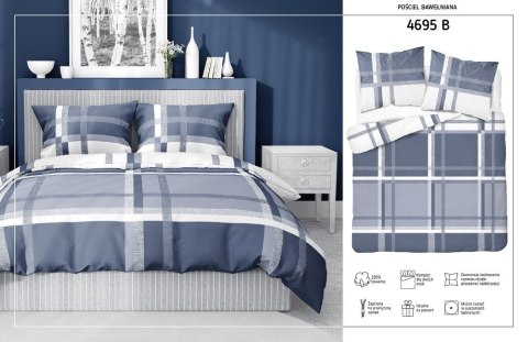 Pościel bawełniana 220x200 kratka niebieska biała 4695 B Bawełna 37 Pościel bawełniana 220x200 kratka niebieska biała 4695 B Bawełna 37