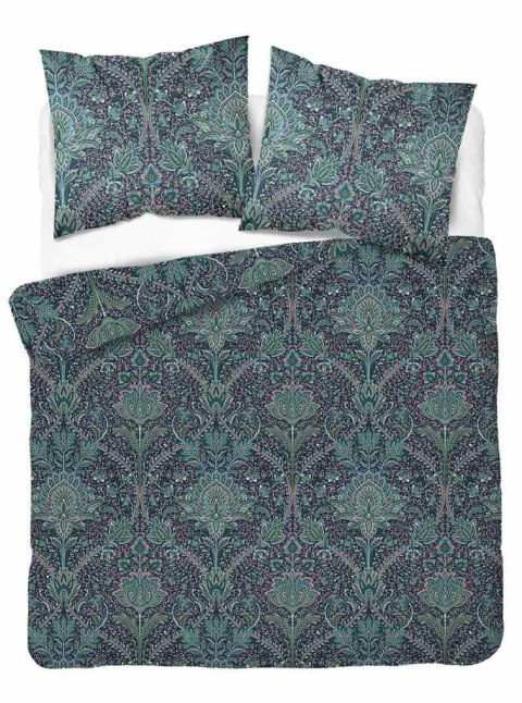 Pościel satynowa 160x200 granatowa turkusowa ornamenty 4600 A Home Satin 64