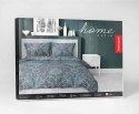 Pościel satynowa 160x200 granatowa turkusowa ornamenty 4600 A Home Satin 64