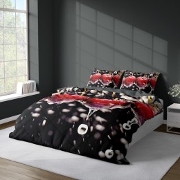 Pościel z mikrofibry 3D 160x200 czarna czerwona szara 4185 A mikro 28