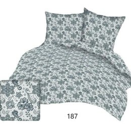 Poszewka bawełniana 50x60 biała szare kwiatki 187 bawełna Max