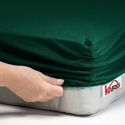 Prześcieradło jersey z gumką 80x180 zielone butelkowe 074 grube 150g/m2 KARO Prześcieradło jersey z gumką 80x180 zielone butelkowe 074 grube 150g/m2 KARO
