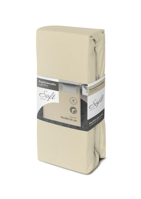Prześcieradło jersey z gumką soft 90x200 kremowe na materac 25 cm Prześcieradło jersey z gumką soft 90x200 kremowe na materac 25 cm