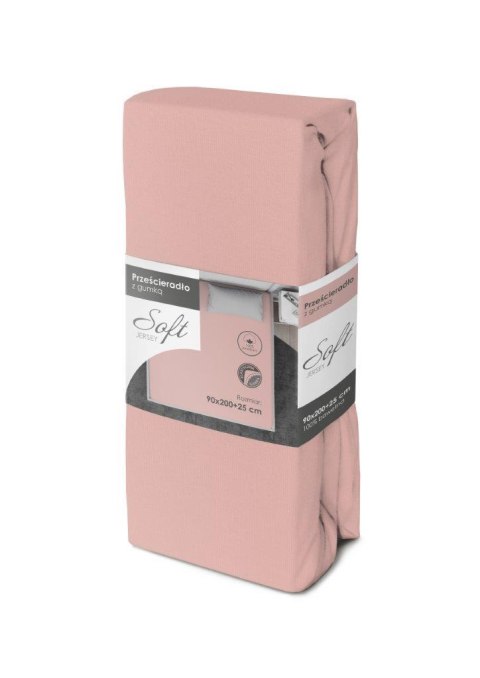 Prześcieradło jersey z gumką soft 90x200 różowe na materac 25 cm Prześcieradło jersey z gumką soft 90x200 różowe na materac 25 cm