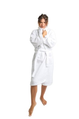 Szlafrok frotte unisex Lama Soft L biały 450 gsm ze 100% bawełny uszlachetnionej wełną lamy Nefretete