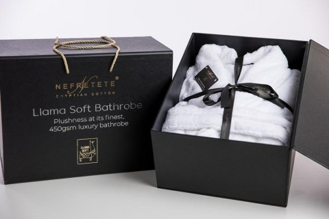 Szlafrok frotte unisex Lama Soft XL biały 450 gsm ze 100% bawełny uszlachetnionej wełną lamy Nefretete Szlafrok frotte unisex Lama Soft XL biały 450 gsm ze 100% bawełny uszlachetnionej wełną lamy Nefretete