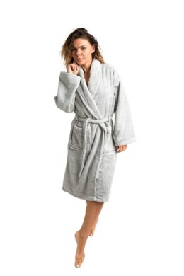 Szlafrok frotte unisex Lama Soft L srebrny 450 gsm ze 100% bawełny uszlachetnionej wełną lamy Nefretete