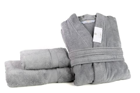Szlafrok frotte unisex Opulence L srebrny 450 gsm ze 100% bawełny egipskiej Nefretete Szlafrok frotte unisex Opulence L srebrny 450 gsm ze 100% bawełny egipskiej Nefretete