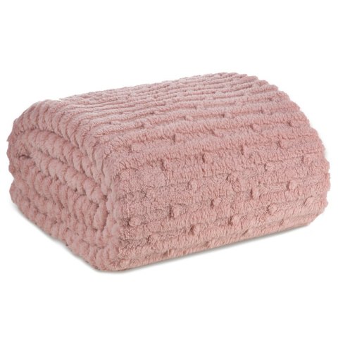 Koc narzuta z mikrofibry 130x170 różowy miękki Lisa z wytłaczanym wzorem pasów D91 Koc narzuta z mikrofibry 130x170 różowy miękki Lisa z wytłaczanym wzorem pasów D91