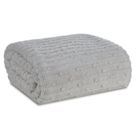 Koc narzuta z mikrofibry 170x210 srebrny miękki Lisa z wytłaczanym wzorem pasów D91 Koc narzuta z mikrofibry 170x210 srebrny miękki Lisa z wytłaczanym wzorem pasów D91