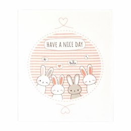 Kocyk dziecięcy welurowy 80x100 Bunnies różowy kremowy Zwoltex