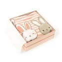 Kocyk dziecięcy welurowy 80x100 Bunnies różowy kremowy Zwoltex