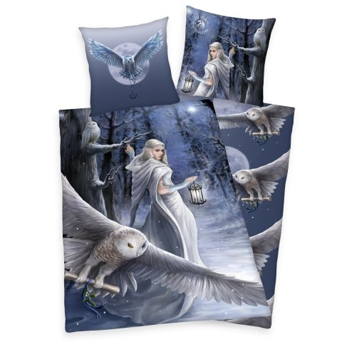 Pościel bawełniana 135x200 Anne Stokes Sowa niebieska poszewka 80x80 H24 Pościel bawełniana 135x200 Anne Stokes Sowa niebieska poszewka 80x80 H24