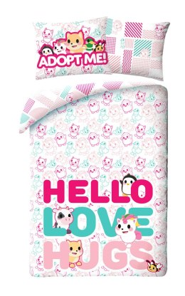 Pościel bawełniana 140x200 Adopt me różowa pieski poszewka 70x90 Kids 12 Halantex