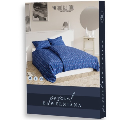 Pościel bawełniana 160x200 Kłos granatowa I24 Pościel bawełniana 160x200 Kłos granatowa I24